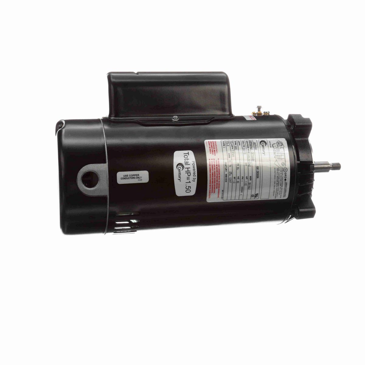 Century Pool Pump Motor, 1 1/2 HP, 1 Ph, 60 Hz, 230/115 V, 3600 RPM, 56J Frame, ODP - UCT1152