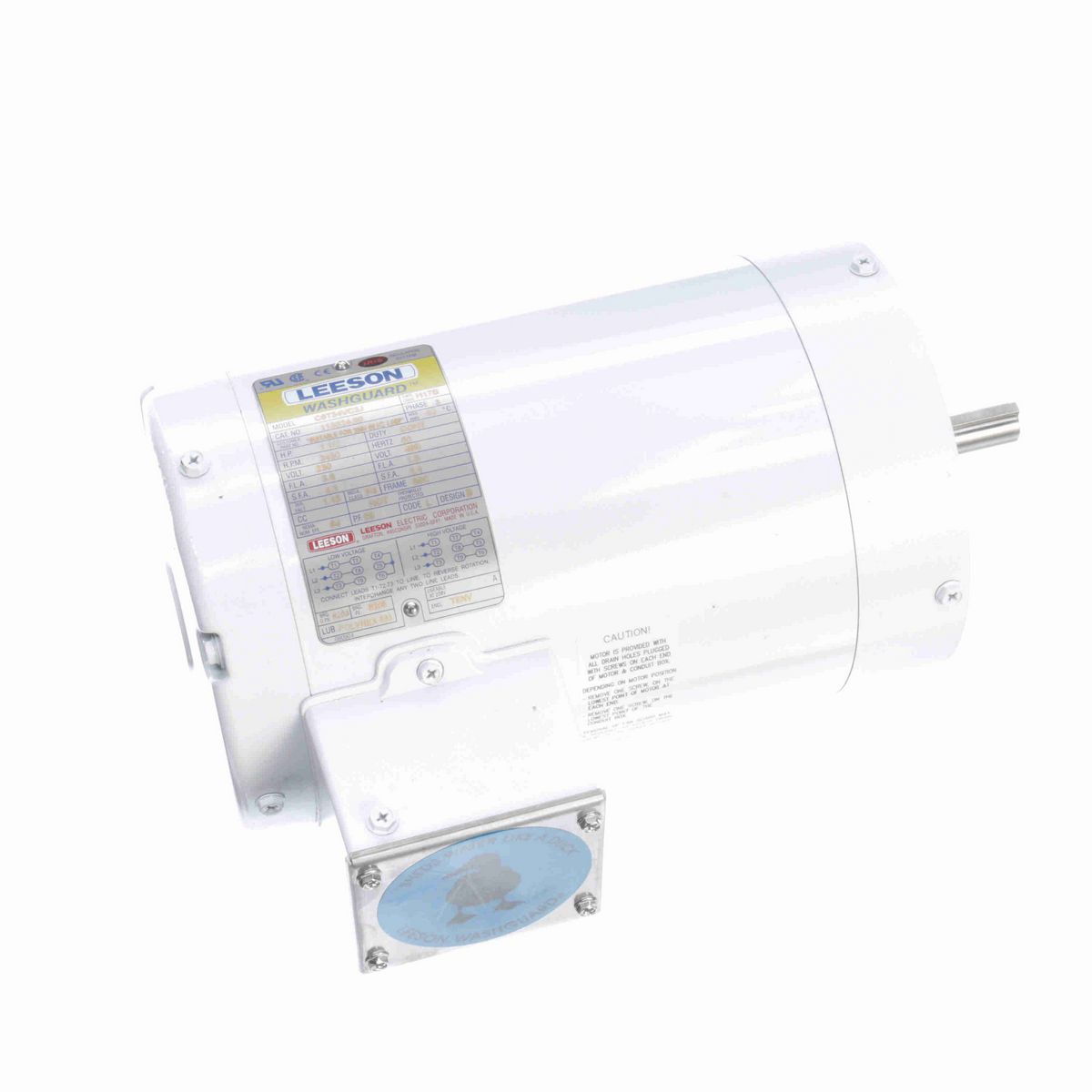 LEESON White Duck™ General Purpose Motor, 1.50 HP, 3 Ph, 60 Hz, 230/460 V, 3600 RPM, 56C Frame, TENV - 113024.00