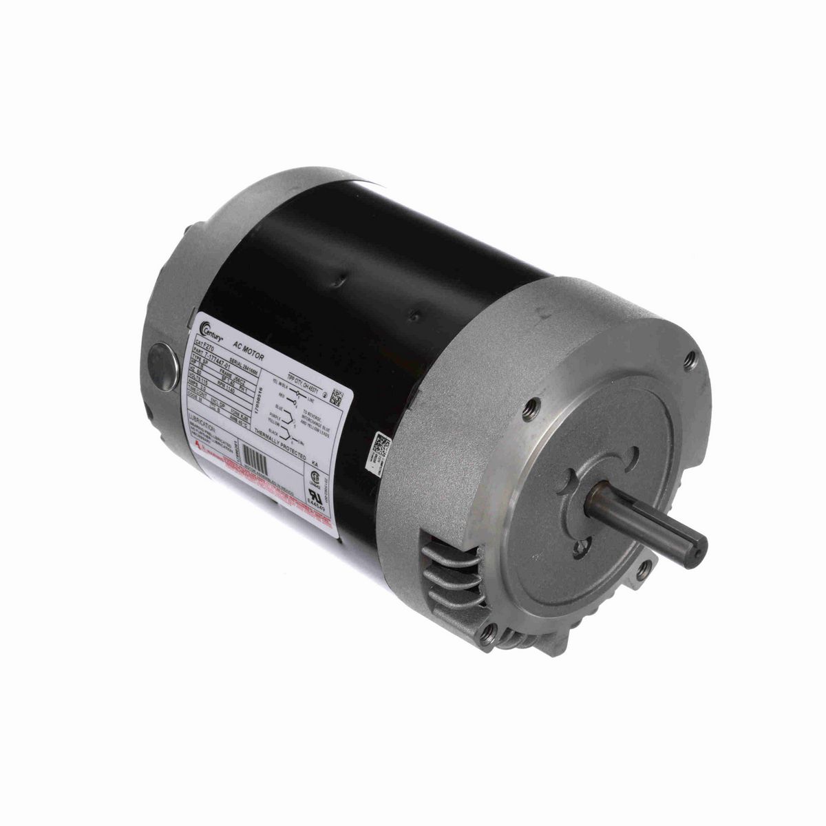 Century Ventilation Motor, 1/8 HP, 1 Ph, 60 Hz, 115 V, 1200 RPM, J56CZ Frame, DP - F270