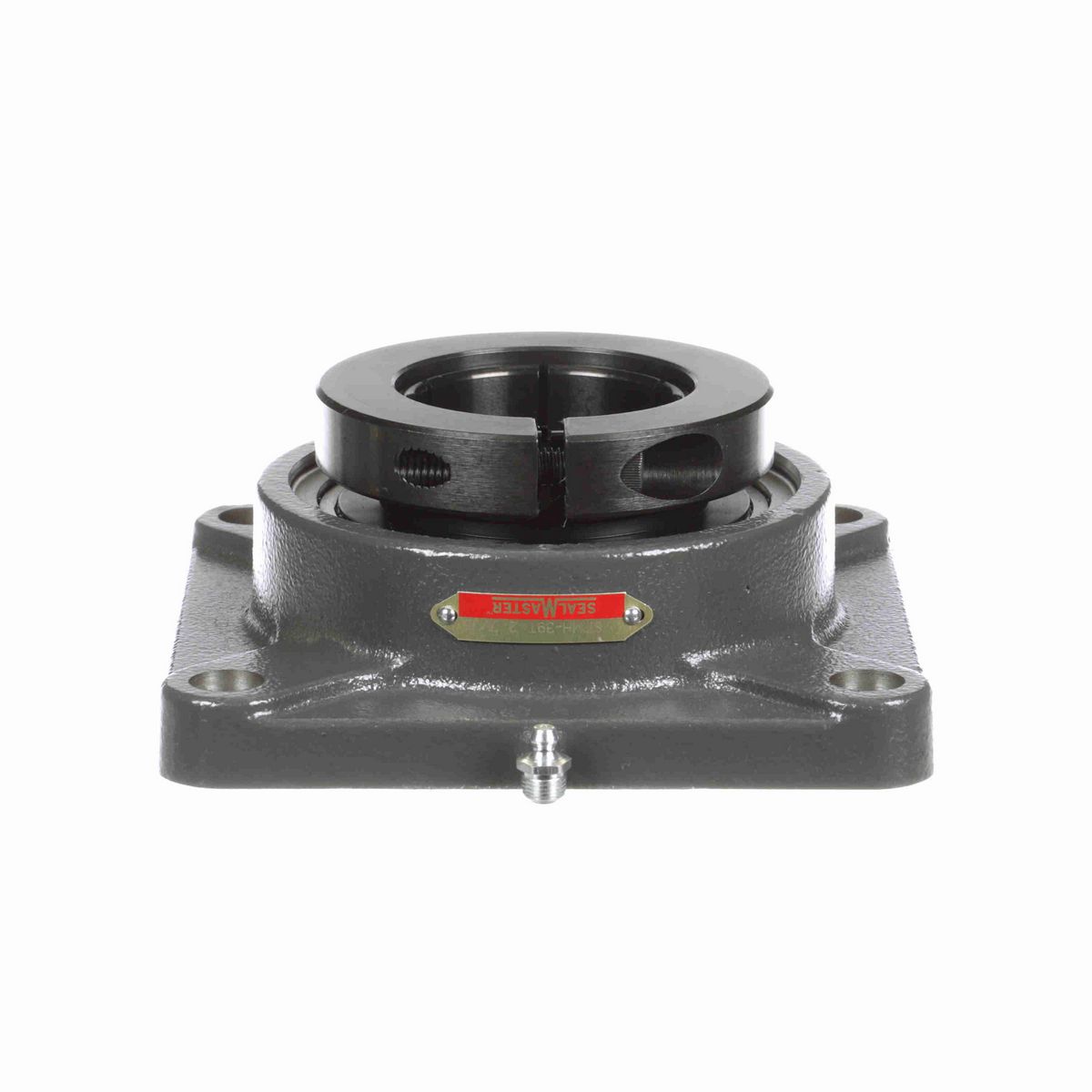 Sealmaster Mounted Cast Iron Four Bolt Flange Ball Bearing - 52100 Bearing Steel, Black Oxided - Concentric Lock - SFMH-39T