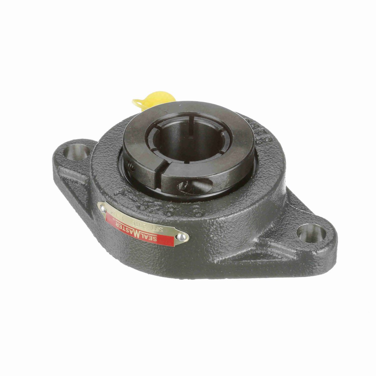 Sealmaster Mounted Cast Iron Two Bolt Flange Ball Bearing - 52100 Bearing Steel, Black Oxided - Concentric Lock - SFT-20TC