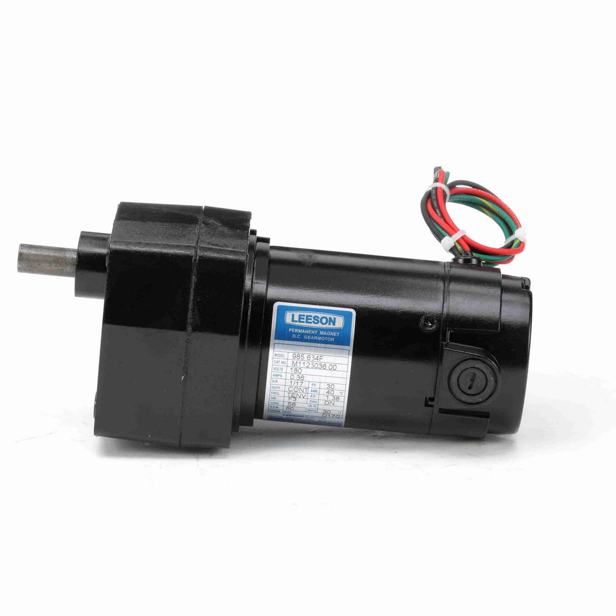 LEESON Parallel Shaft Gearmotor, 0.06 HP, 180 V, 60 RPM, 30 Frame, TENV - M1125036.00