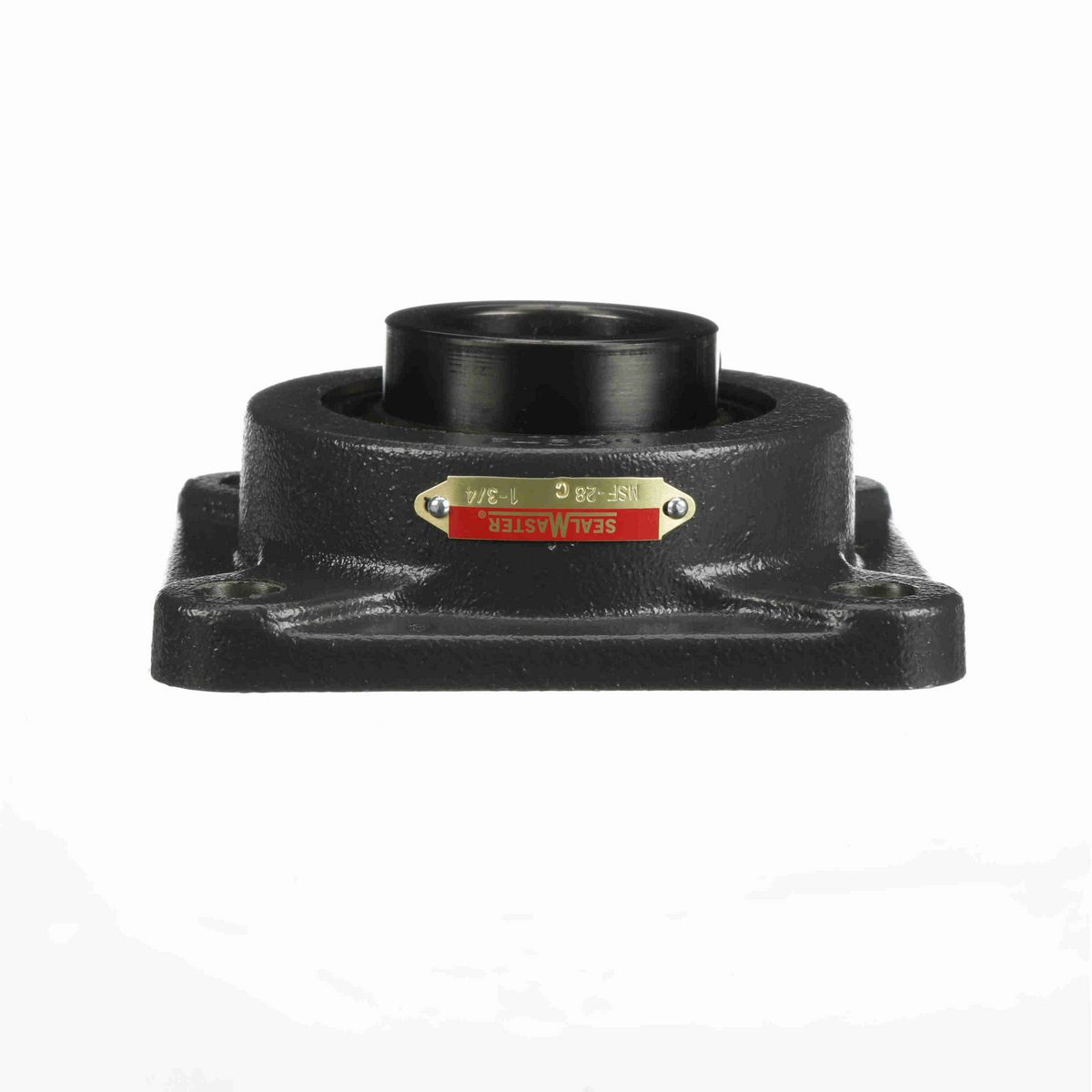 Sealmaster Mounted Cast Iron Four Bolt Flange Ball Bearing - 52100 Bearing Steel, Black Oxided - Setscrew Lock - MSF-28C