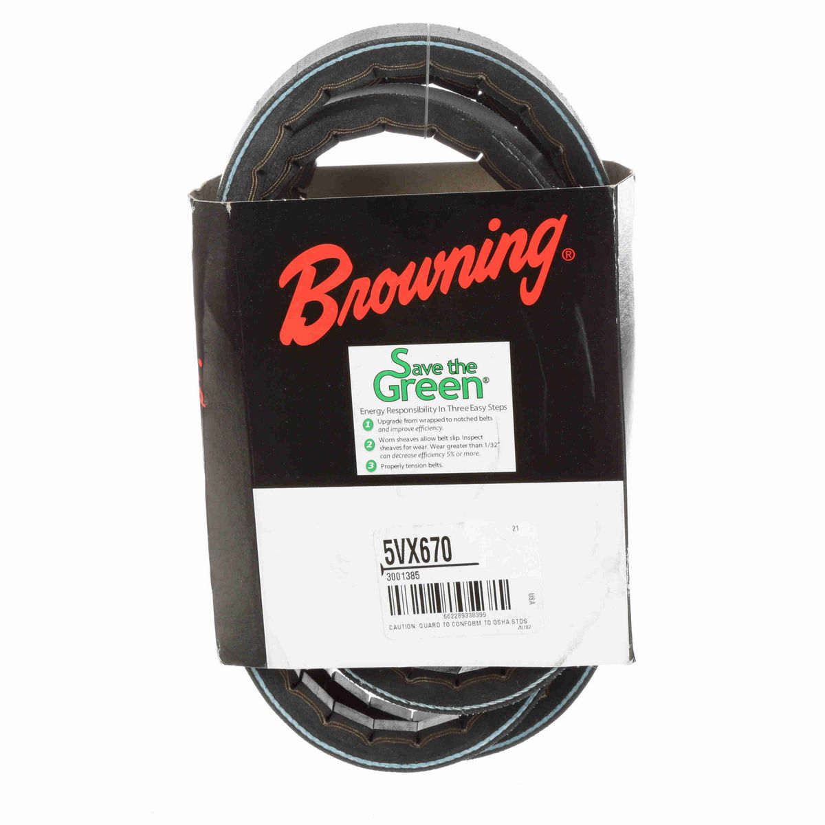 Browning EPDM Notched Belt 98% Efficient - 5VX670