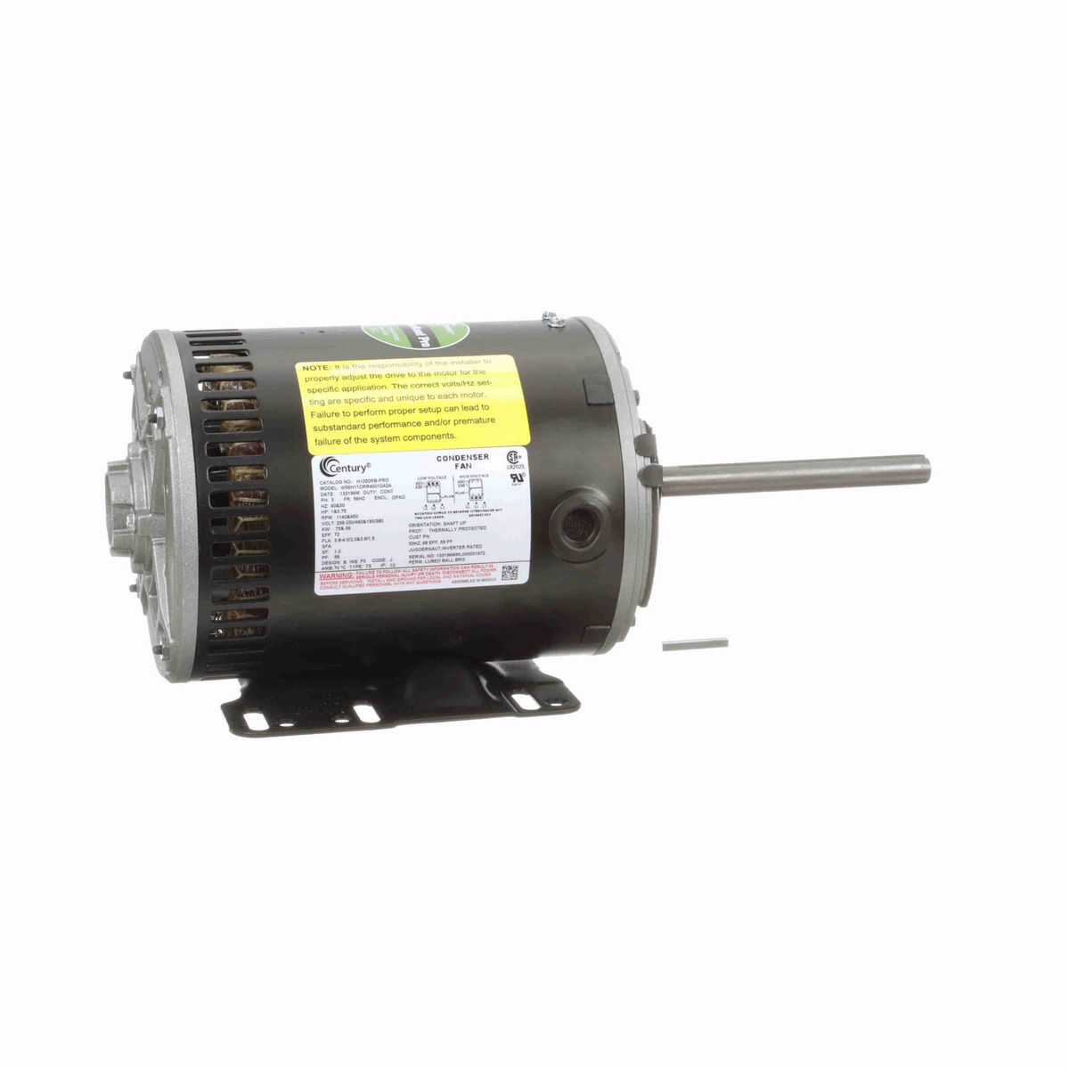 Century JuggerNaut® Pro Condenser Fan Motor, 1&0.75 HP, 3 Ph, 60/50 Hz, 230/460&190/380 V, 56HZ Frame, OPAO - H1050RB-PRO