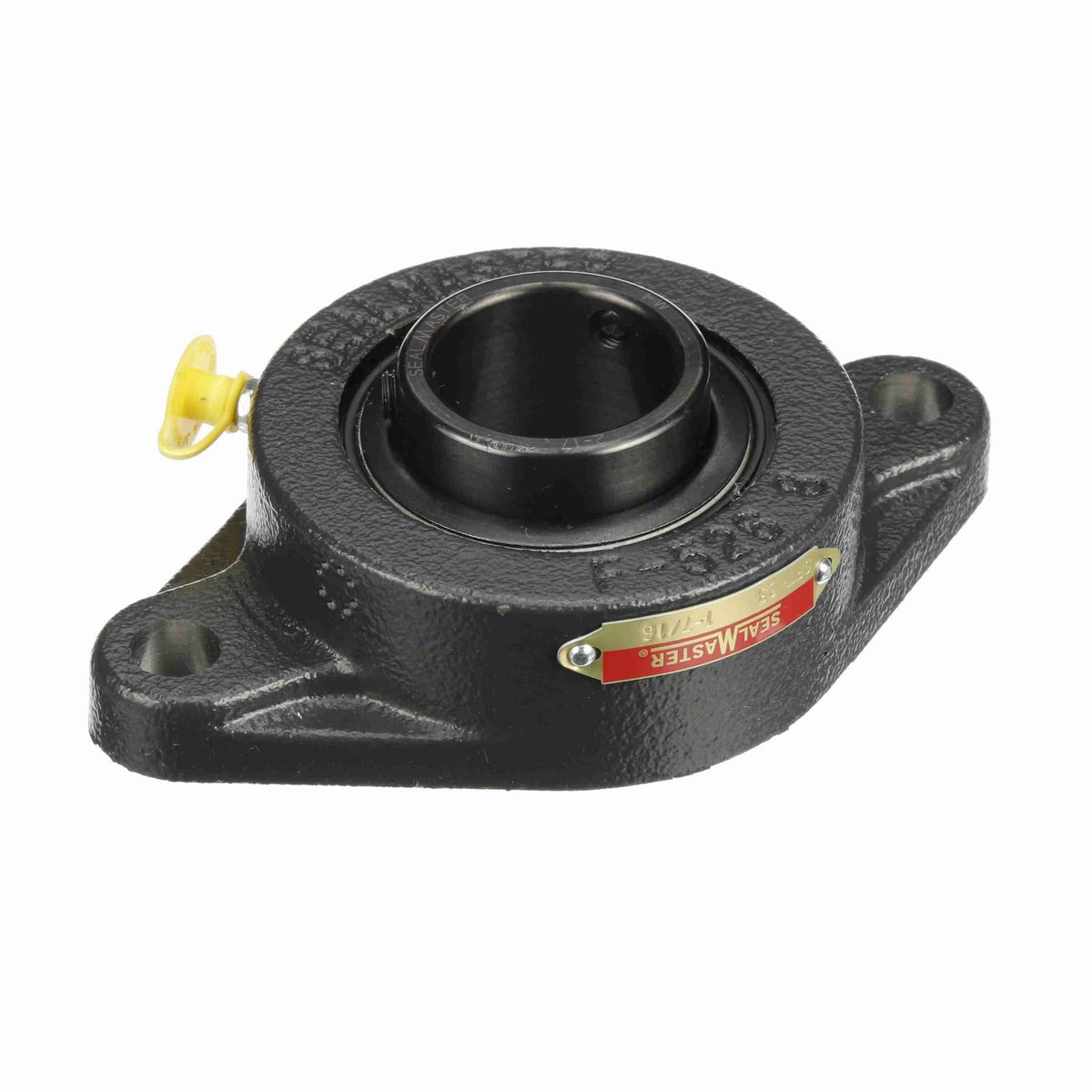 Sealmaster Mounted Cast Iron Two Bolt Flange Ball Bearing - 52100 Bearing Steel, Black Oxided - Setscrew Lock - SFT-23