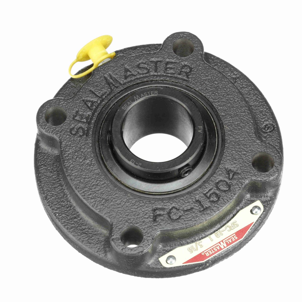 Sealmaster Mounted Cast Iron Flange Cartridge Ball Bearing - 52100 Bearing Steel, Black Oxided - Setscrew Lock - SFC-19