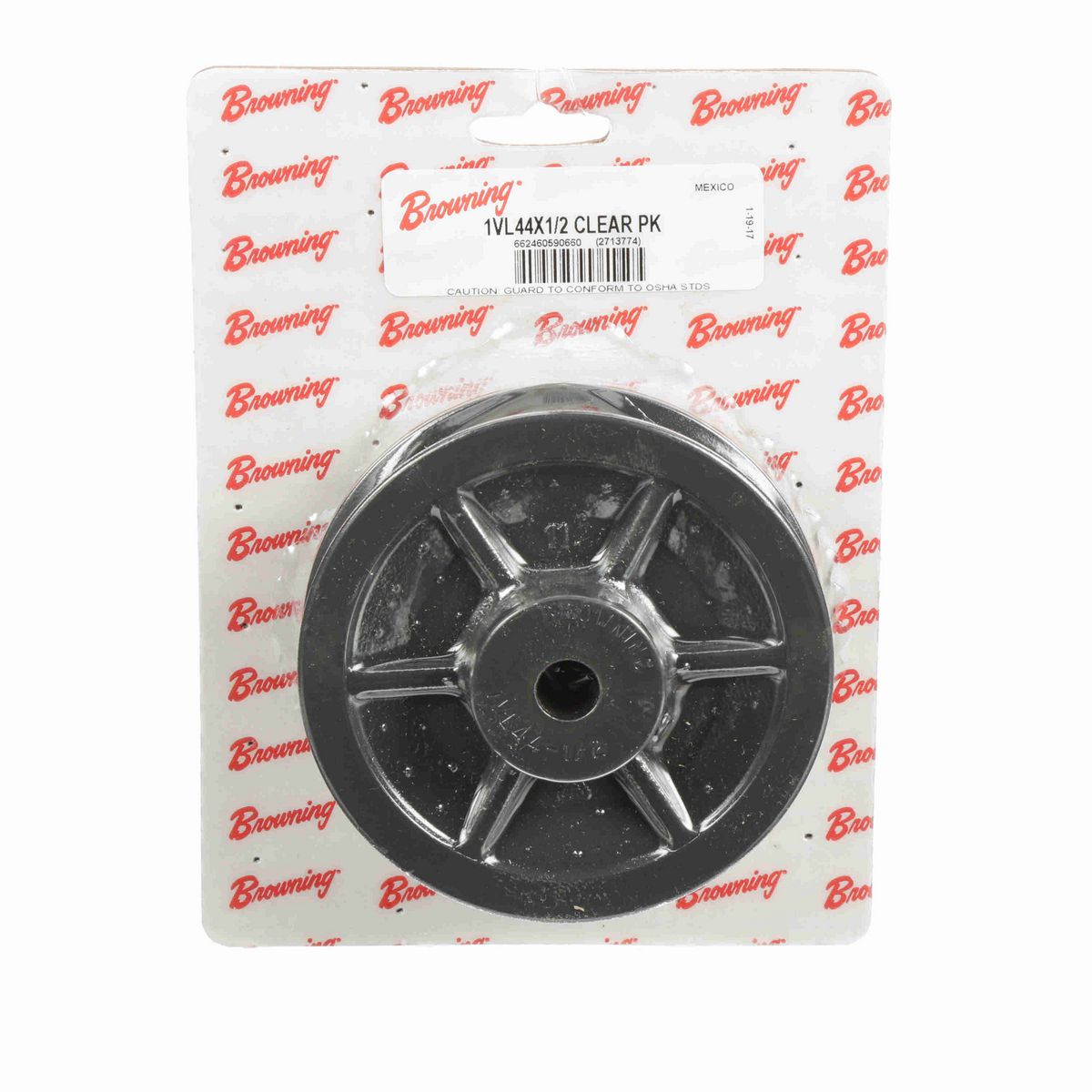 Browning 1 Groove Cast Iron Finish Bore FHP Variable Pitch Sheave Clear Pack - 1VL44X1/2 CLEAR PK