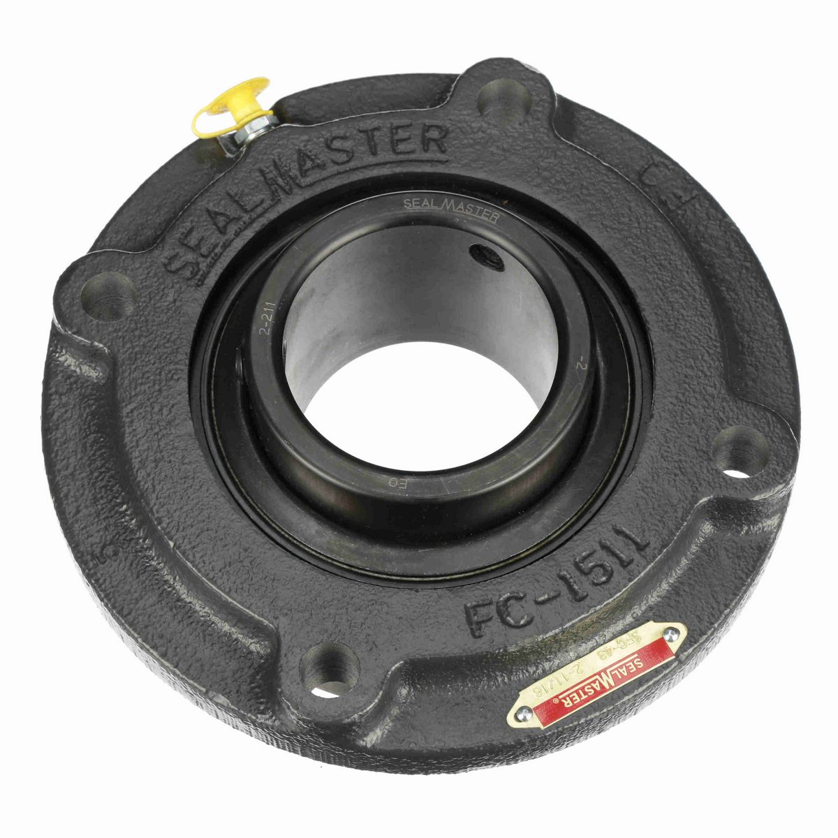 Sealmaster Mounted Cast Iron Flange Cartridge Ball Bearing - 52100 Bearing Steel, Black Oxided - Setscrew Lock - SFC-46