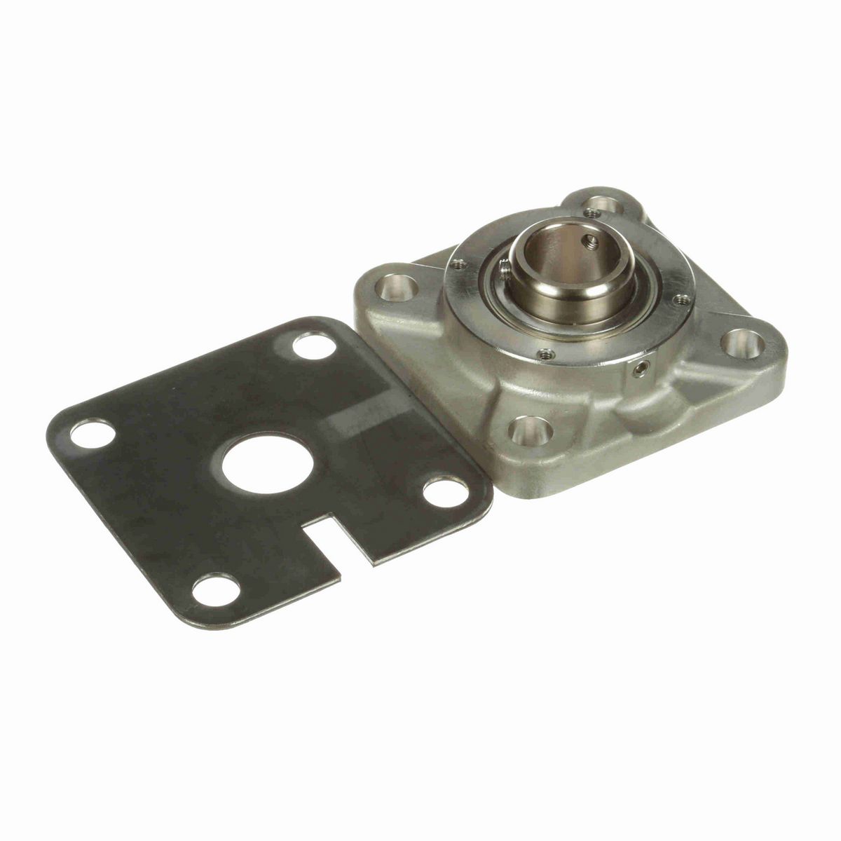 Sealmaster Mounted Stainless Steel Four Bolt Flange Ball Bearing - 52100 Bearing Steel, Phosphorus Nickel Coated - Setscrew Lock - Corrosion Resistant - Reduced Maintenance - Lubed for Life - CRBFS-PN205 RMW