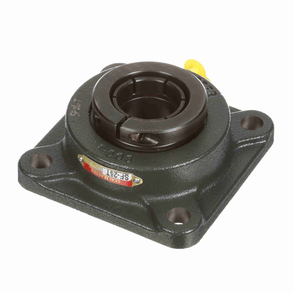 Sealmaster Mounted Cast Iron Four Bolt Flange Ball Bearing - 52100 Bearing Steel, Black Oxided - Concentric Lock - SF-26T
