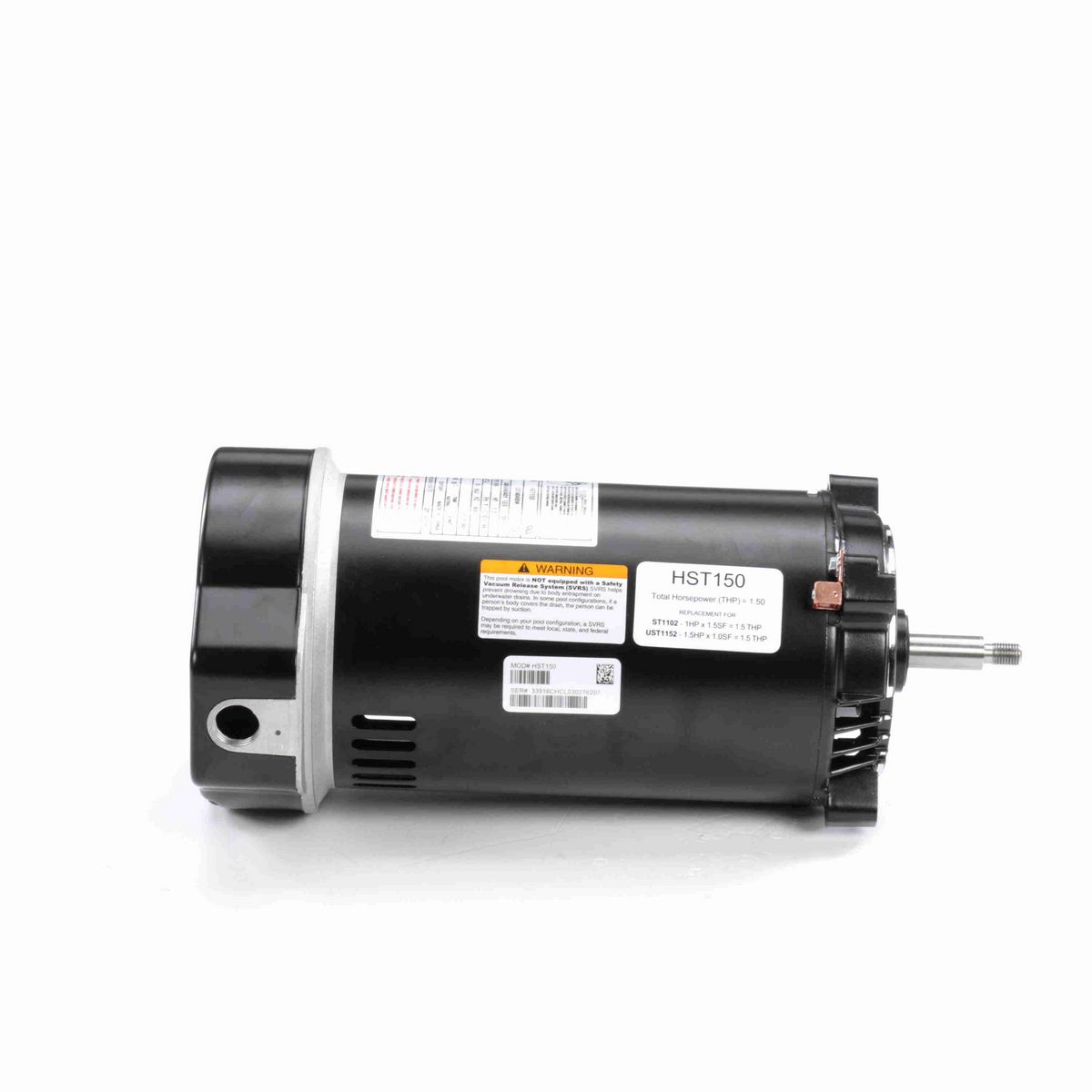Century Centurion PRO ® Motors Pool Pump Motor, 1.5 HP, 1 Ph, 60 Hz, 230/115 V, 3600 RPM, 56J Frame, ODP - HST150