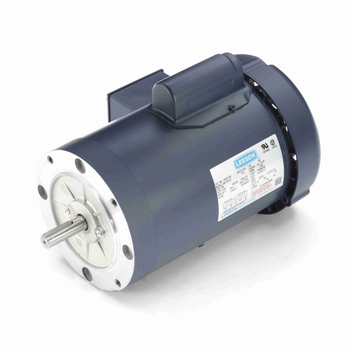 LEESON General Purpose Motor, 0.50 HP, 1 Ph, 60 Hz, 115/230 V, 1200 RPM, 56C Frame, TEFC - 110411.00