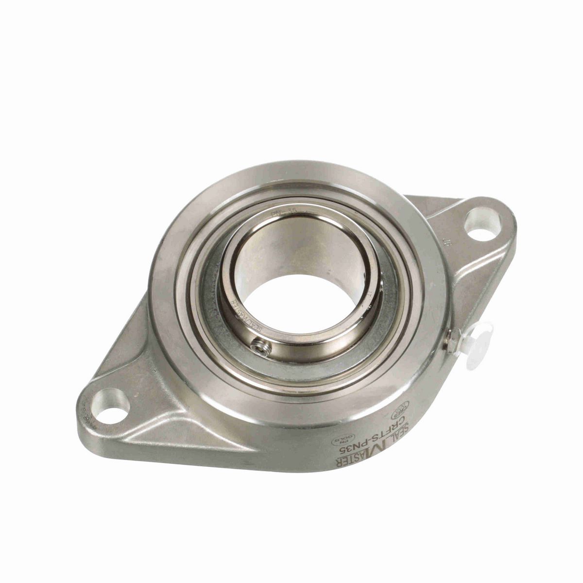 Sealmaster Mounted Stainless Steel Two Bolt Flange Ball Bearing - 52100 Bearing Steel, Phosphorus Nickel Coated - Setscrew Lock - Corrosion Resistant - CRFTS-PN35