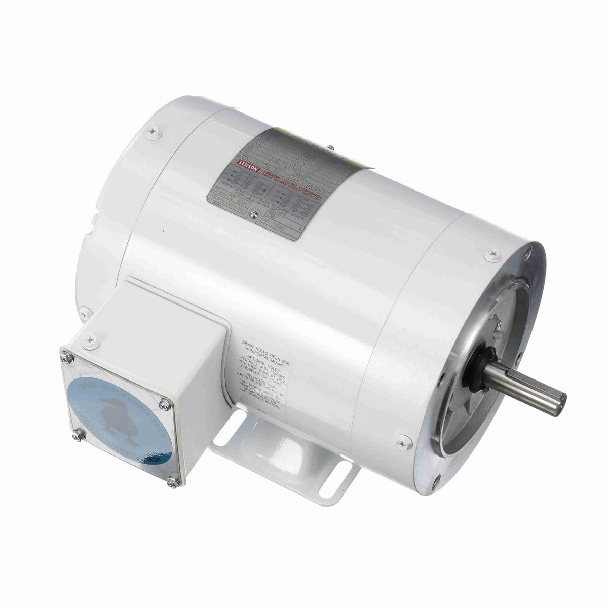 LEESON White Duck™ General Purpose Motor, 0.50 HP, 3 Ph, 60 Hz, 230/460 V, 1200 RPM, 56C Frame, TENV - 115743.00