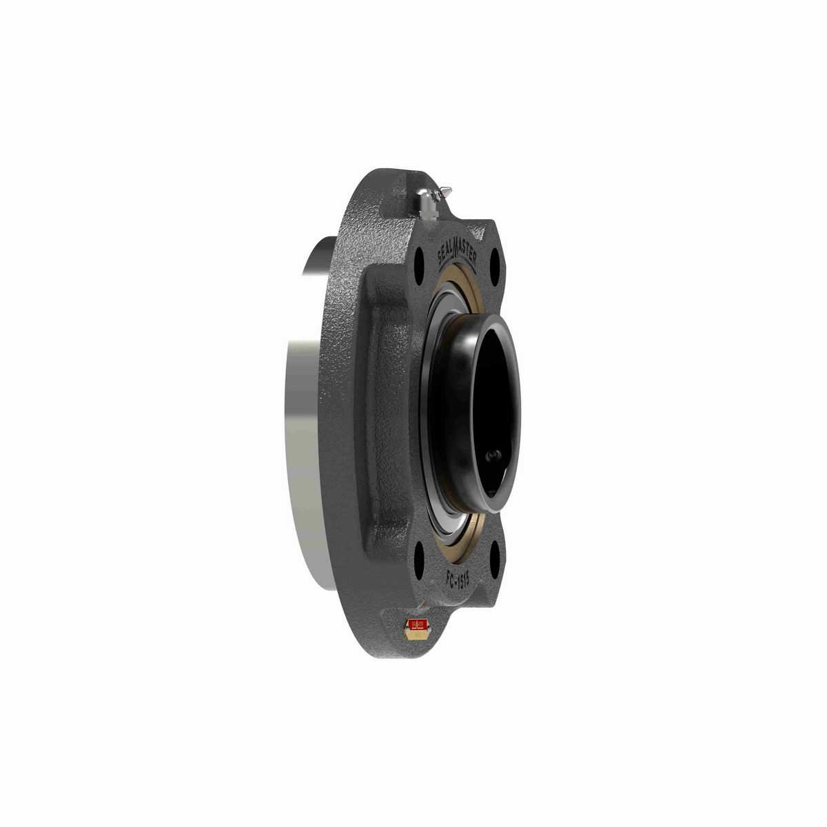 Sealmaster Mounted Cast Iron Flange Cartridge Ball Bearing - 52100 Bearing Steel, Black Oxided - Setscrew Lock - EMFC-55