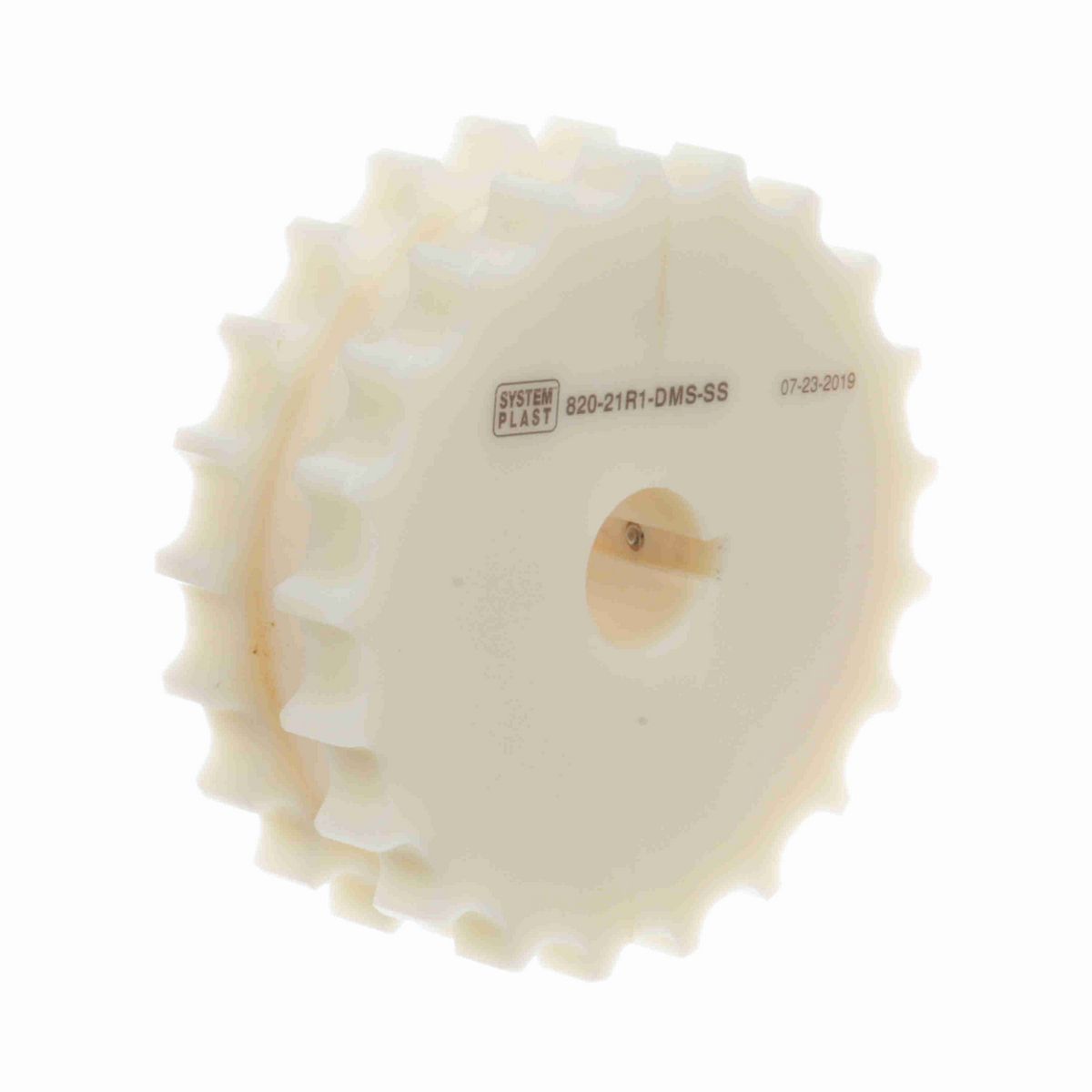 System Plast 820 Series Split Machined Sprocket with 21 Teeth, a 1in Round Shaft-Ready Bore and Setscrew - 820-21R1-DMS-SS