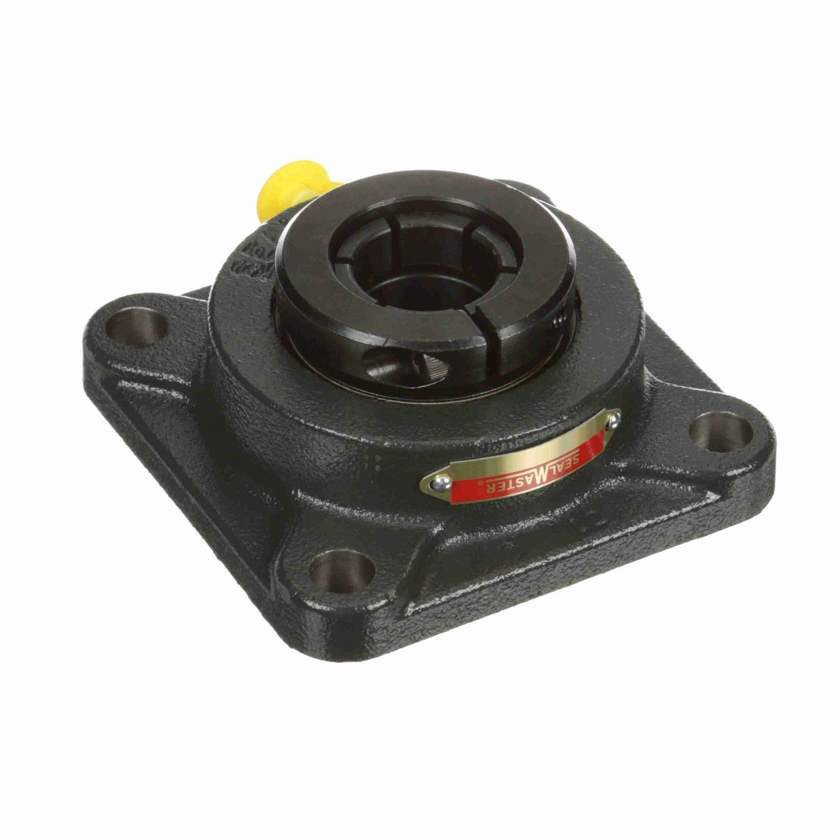Sealmaster Mounted Cast Iron Four Bolt Flange Ball Bearing - 52100 Bearing Steel, Black Oxided - Concentric Lock - High Vibration Features - MSF-19T BDZ
