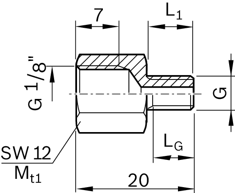 Переходник G 1/8 на M8 для роликовых рельсовых систем Bosch Rexroth M8X1X8-G1/8 [R345503051]