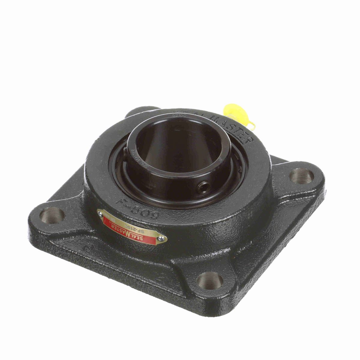 Sealmaster Mounted Cast Iron Four Bolt Flange Ball Bearing - 52100 Bearing Steel, Black Oxided - Setscrew Lock - SF-210C