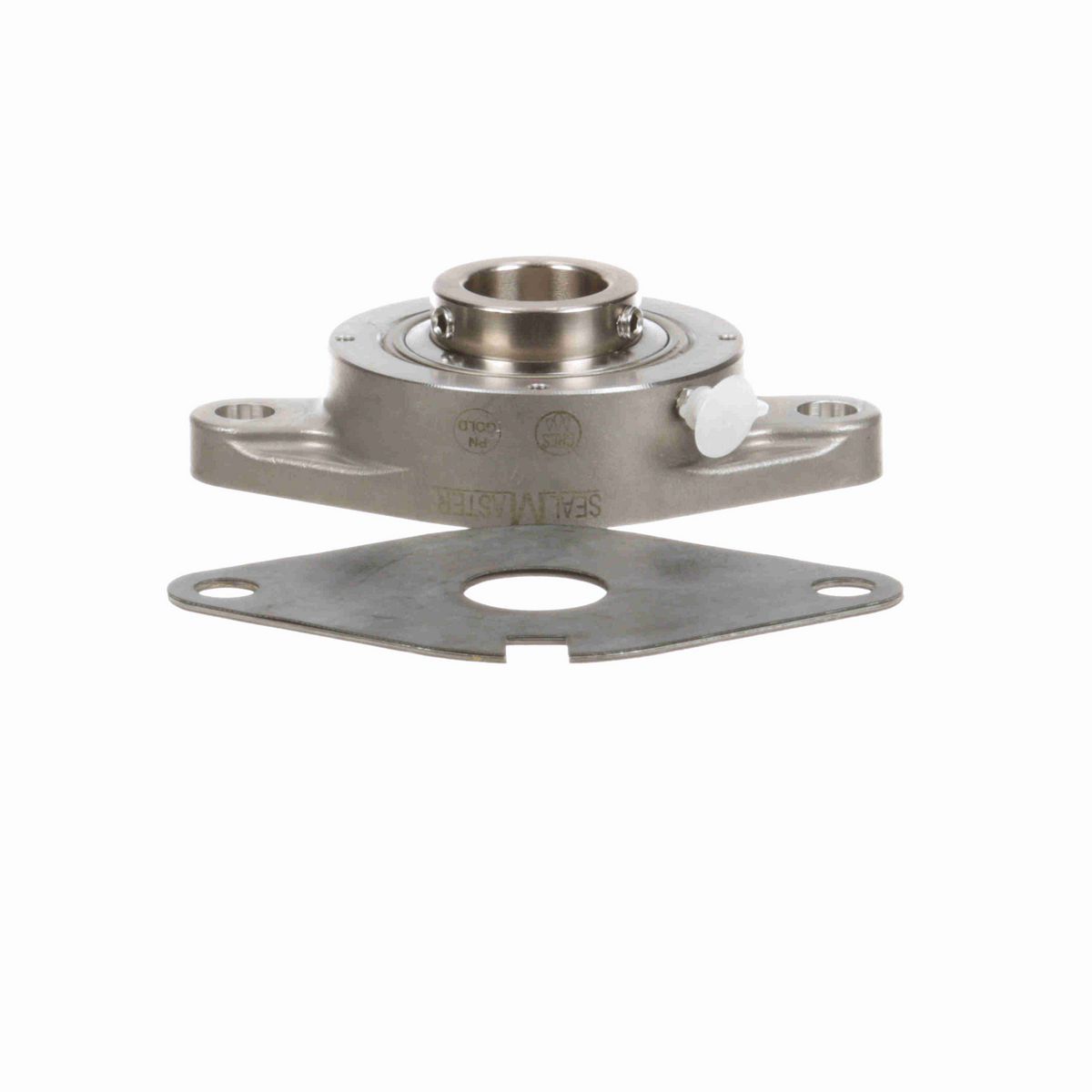 Sealmaster Mounted Stainless Steel Two Bolt Flange Ball Bearing - 52100 Bearing Steel, Phosphorus Nickel Coated - Setscrew Lock - Corrosion Resistant - CRBFTS-PN23