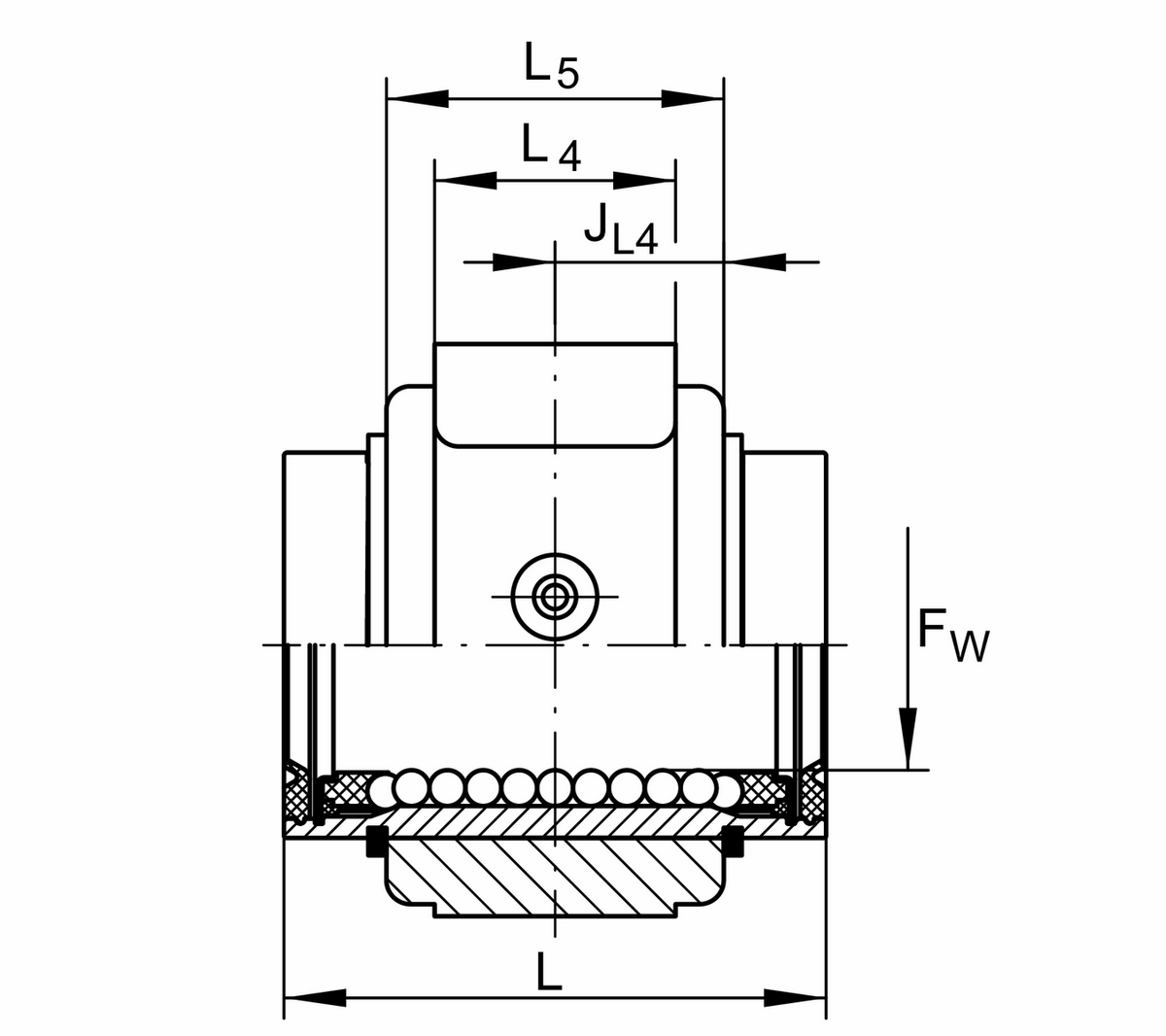 Узел с шарикоподшипником для линейного перемещения INA KGBS30-PP-AS