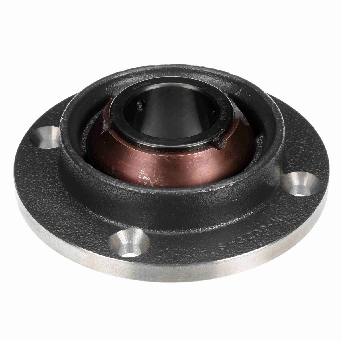 Sealmaster Mounted Cast Iron Flange Cartridge Ball Bearing - 52100 Bearing Steel, Black Oxided - Setscrew Lock - PVR-1128