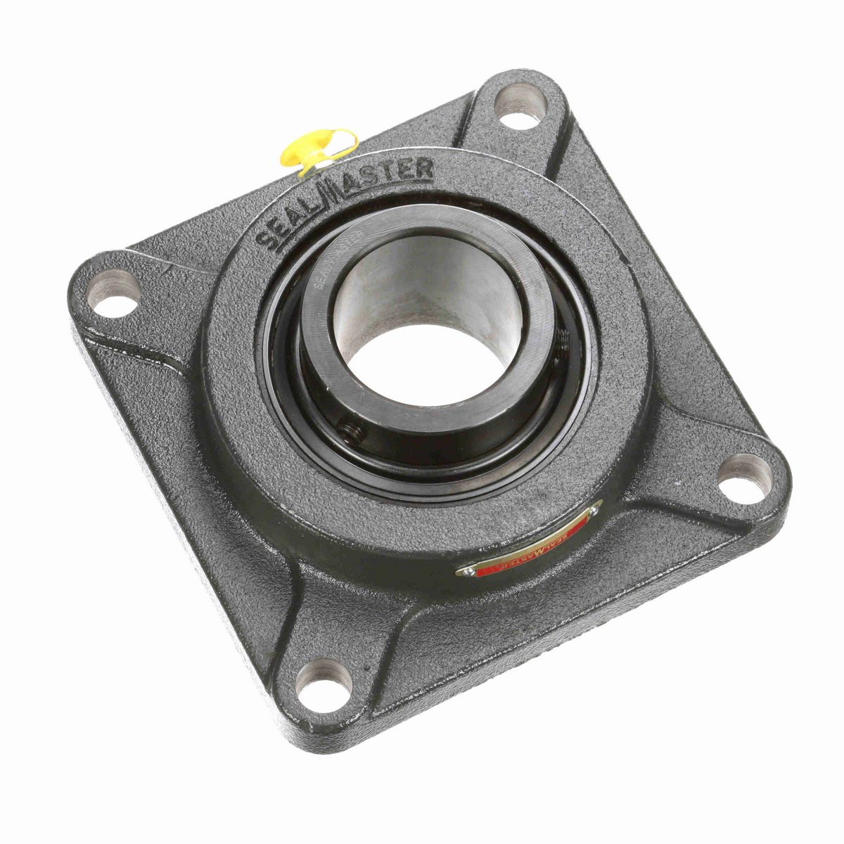 Sealmaster Mounted Cast Iron Four Bolt Flange Ball Bearing - 52100 Bearing Steel, Black Oxided - Setscrew Lock - High Contamination - MSF-36 DRT