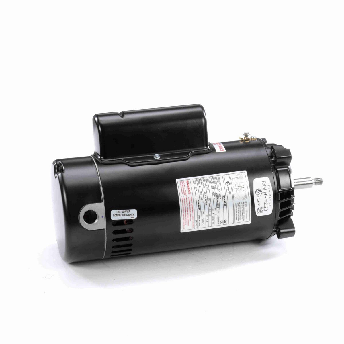 Century Pool Pump Motor, 2 HP, 1 Ph, 60 Hz, 208-230/115 V, 3600 RPM, 56J Frame, ODP - UST1202