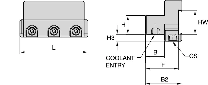 Grooving, and Cut-Off - Block for Cut-Off Blades Kennametal Beyond Evolution - Tool Block - Through Coolant - Inch [6543726]