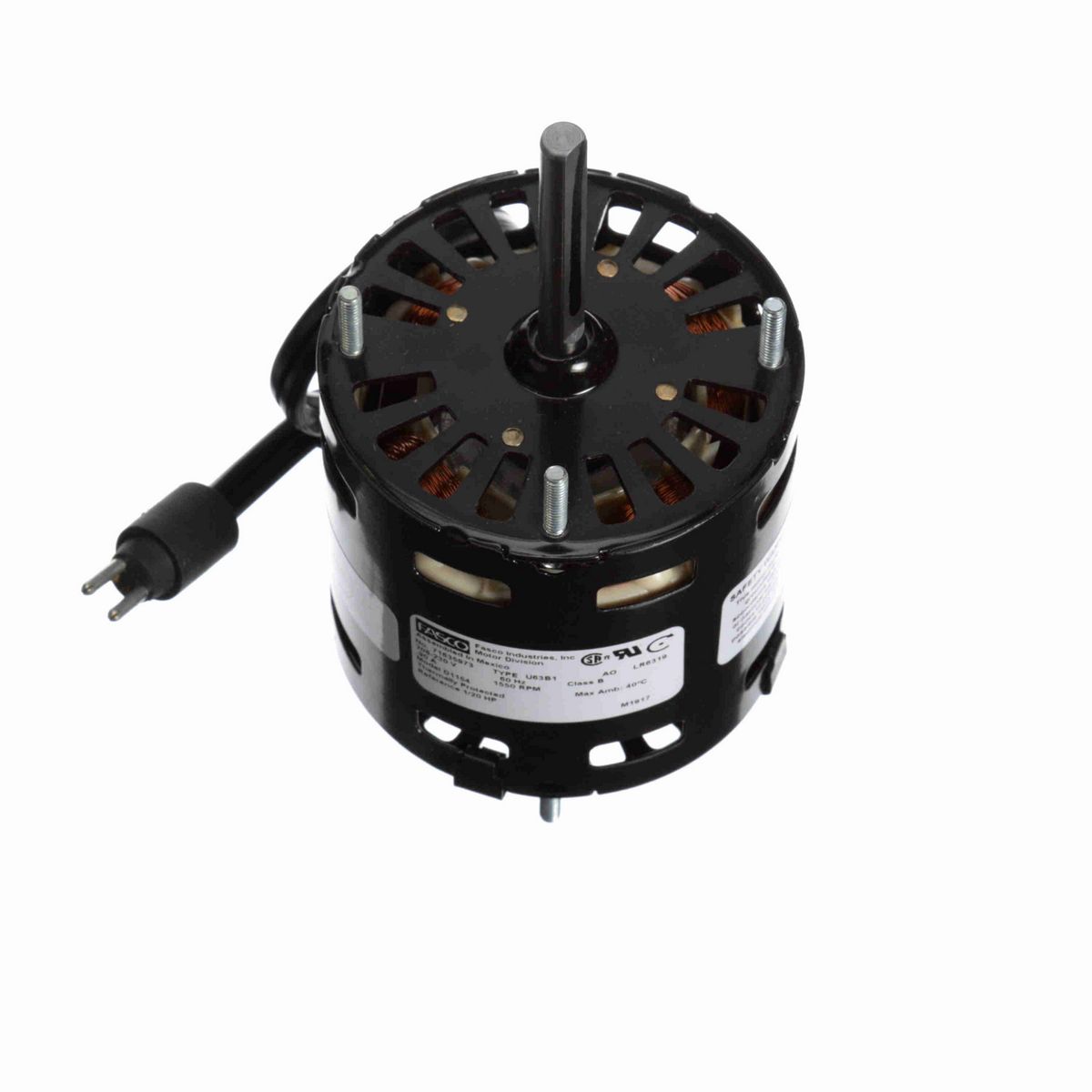 FASCO OEM Replacement Motor, 1/20 HP, 1 Ph, 60 Hz, 208-230 V, 1550 RPM, 1 Speed, 3.3" Diameter, OAO - D1154