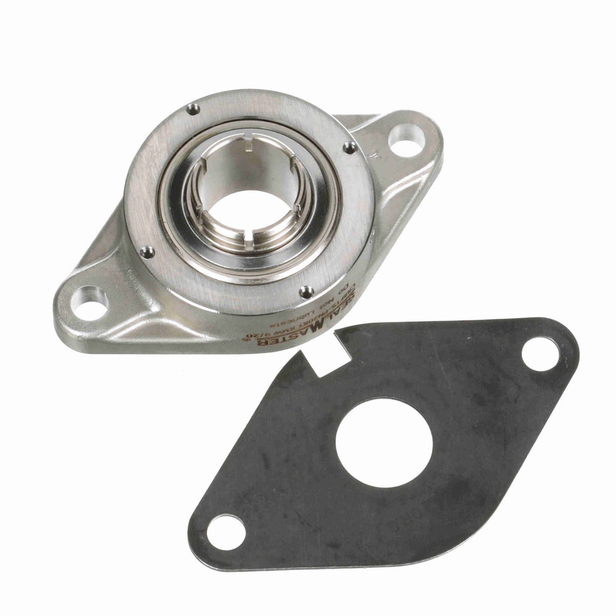 Sealmaster Mounted Stainless Steel Two Bolt Flange Ball Bearing - 52100 Bearing Steel, Phosphorus Nickel Coated - Concentric Lock - Corrosion Resistant - Reduced Maintenance - Lubed for Life - CRBFTS-PN20RT RMW
