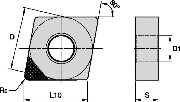 ISO Turning Insert - Negative C-Style Kennametal Kenloc - Negative Inserts - CNGA [3856618]