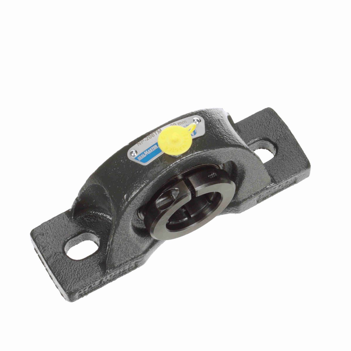 Sealmaster Mounted Cast Iron Two Bolt Pillow Block Ball Bearing - 52100 Bearing Steel, Black Oxided - Concentric Lock - NP-206TM