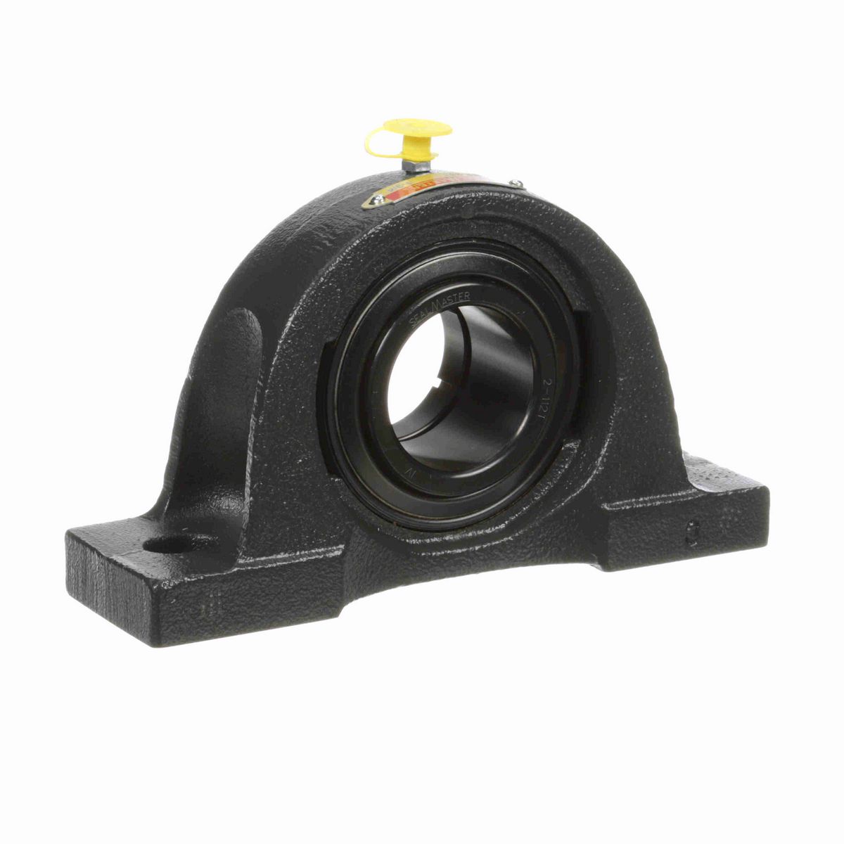 Sealmaster Mounted Cast Iron Two Bolt Pillow Block Ball Bearing - 52100 Bearing Steel, Black Oxided - Concentric Lock - NP-28T
