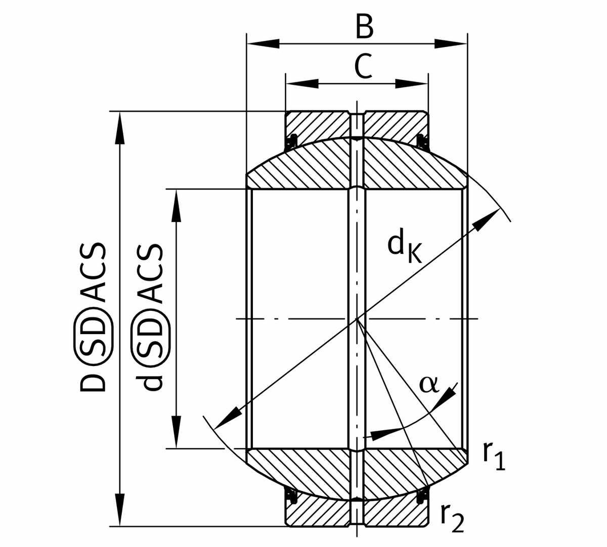 Сферический шарнирный подшипник INA GE25-FO-2RS-E