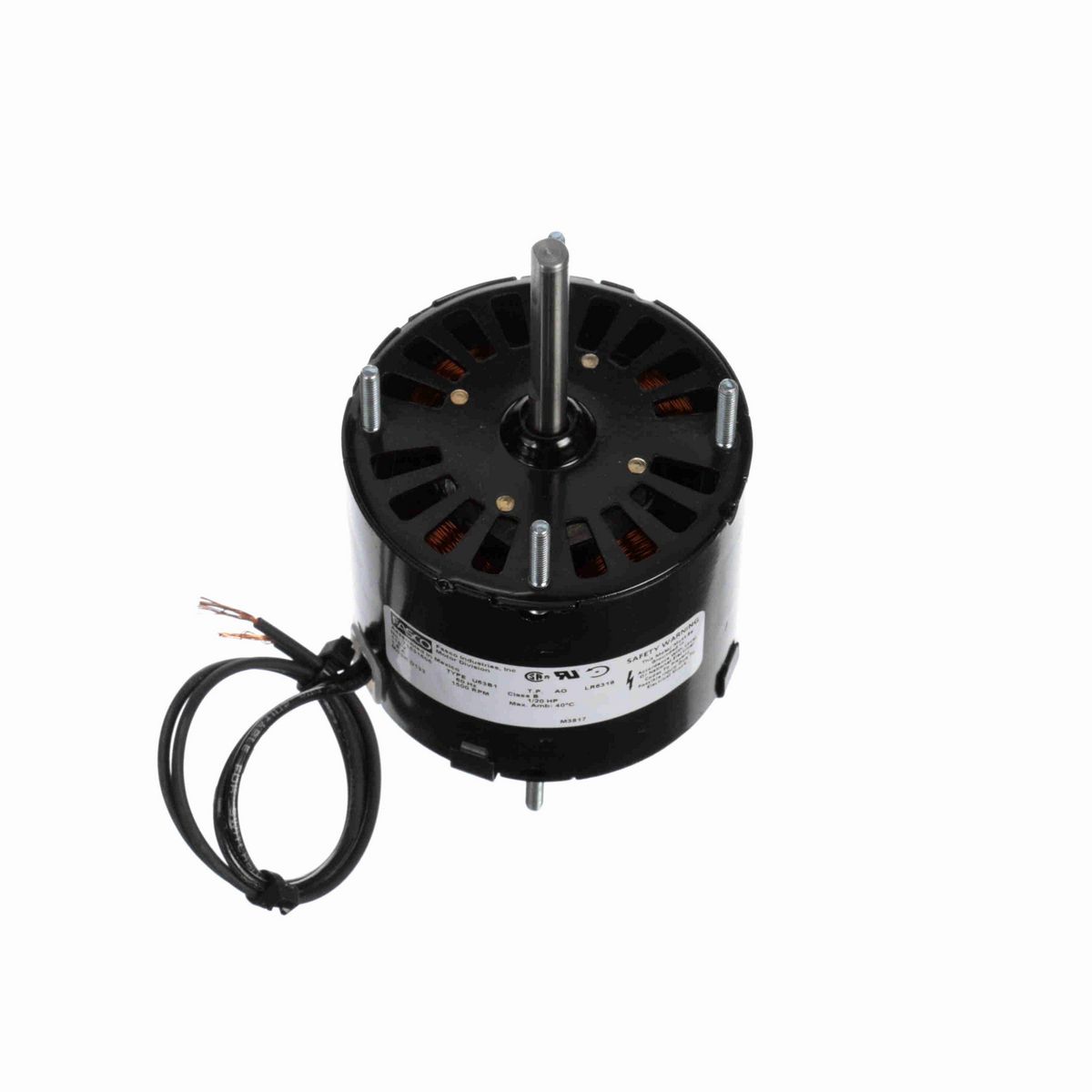 FASCO Fan and Blower Motor, 1/20 HP, 1 Ph, 60 Hz, 115 V, 1500 RPM, 1 Speed, 3.3" Diameter, OAO - D133