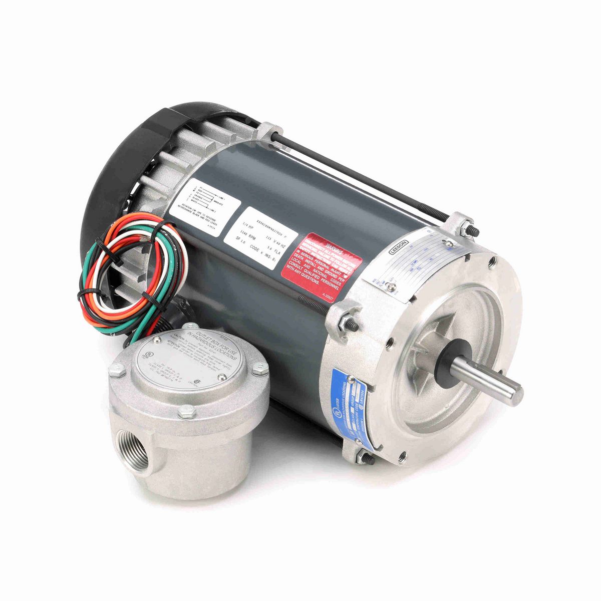 LEESON Explosion Proof Motor, 0.25 HP, 1 Ph, 60 Hz, 115 V, 1200 RPM, 56CZ Frame, EPFC - C1818