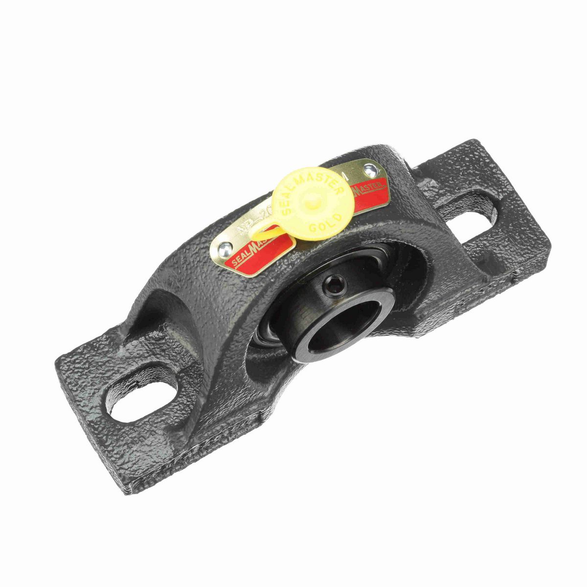 Sealmaster Mounted Cast Iron Two Bolt Pillow Block Ball Bearing - 52100 Bearing Steel, Black Oxided - Setscrew Lock - NP-204