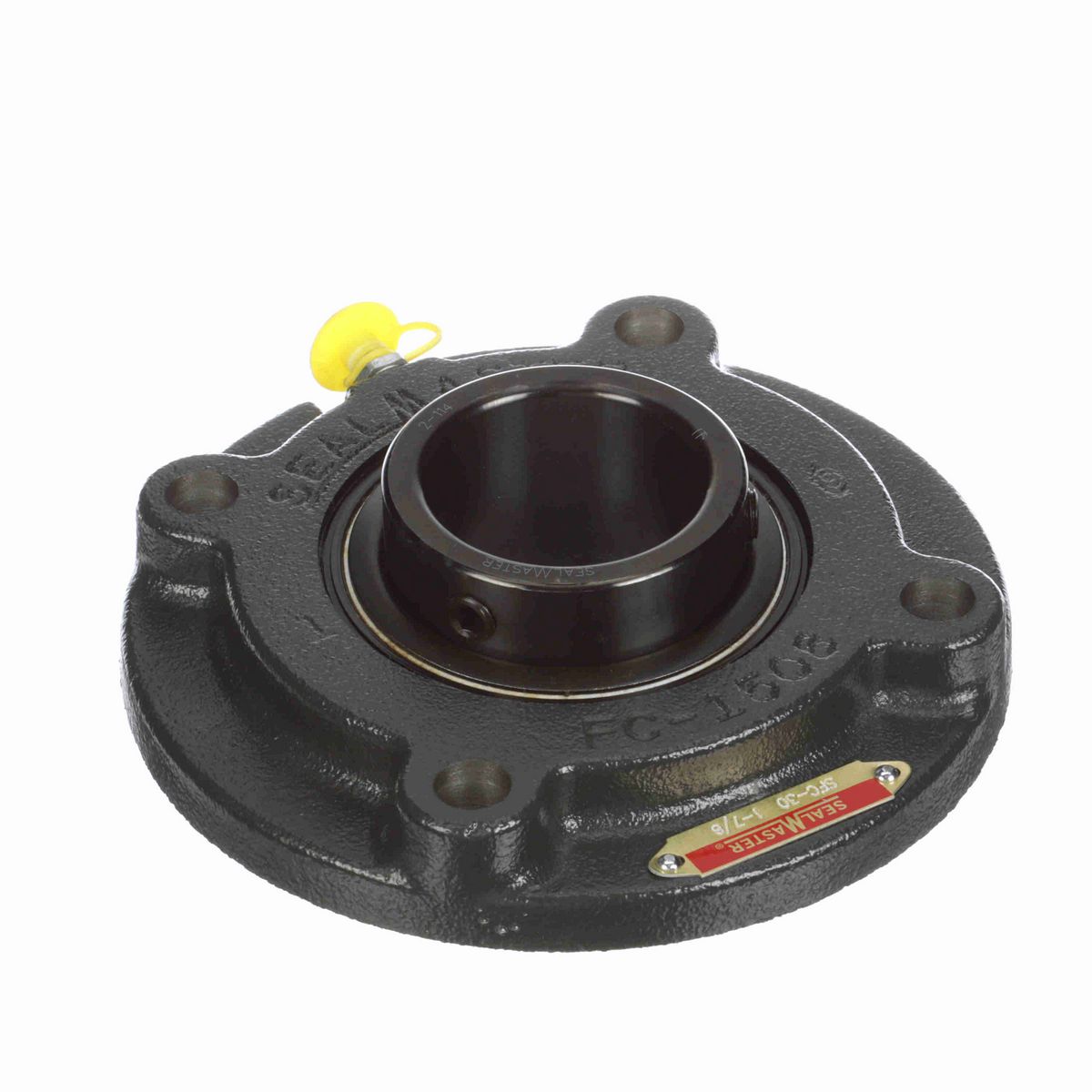 Sealmaster Mounted Cast Iron Flange Cartridge Ball Bearing - 52100 Bearing Steel, Black Oxided - Setscrew Lock - SFC-30