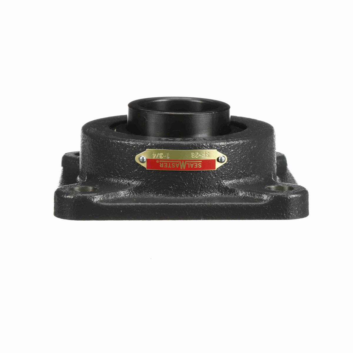 Sealmaster Mounted Cast Iron Four Bolt Flange Ball Bearing - 52100 Bearing Steel, Black Oxided - Setscrew Lock - SF-28