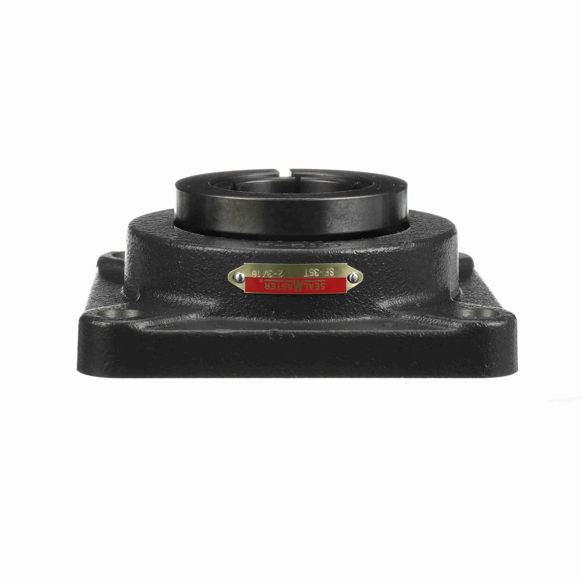 Sealmaster Mounted Cast Iron Four Bolt Flange Ball Bearing - 52100 Bearing Steel, Black Oxided - Concentric Lock - SF-35T