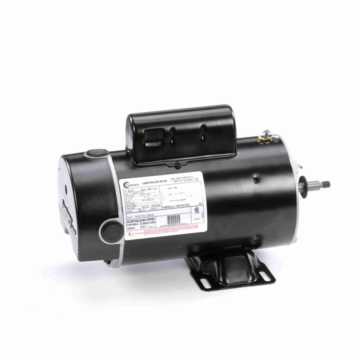 Century Pool Pump Motor, 2-.25 HP, 1 Ph, 60 Hz, 230 V, 3600 RPM, X48Y Frame, DP - BN61