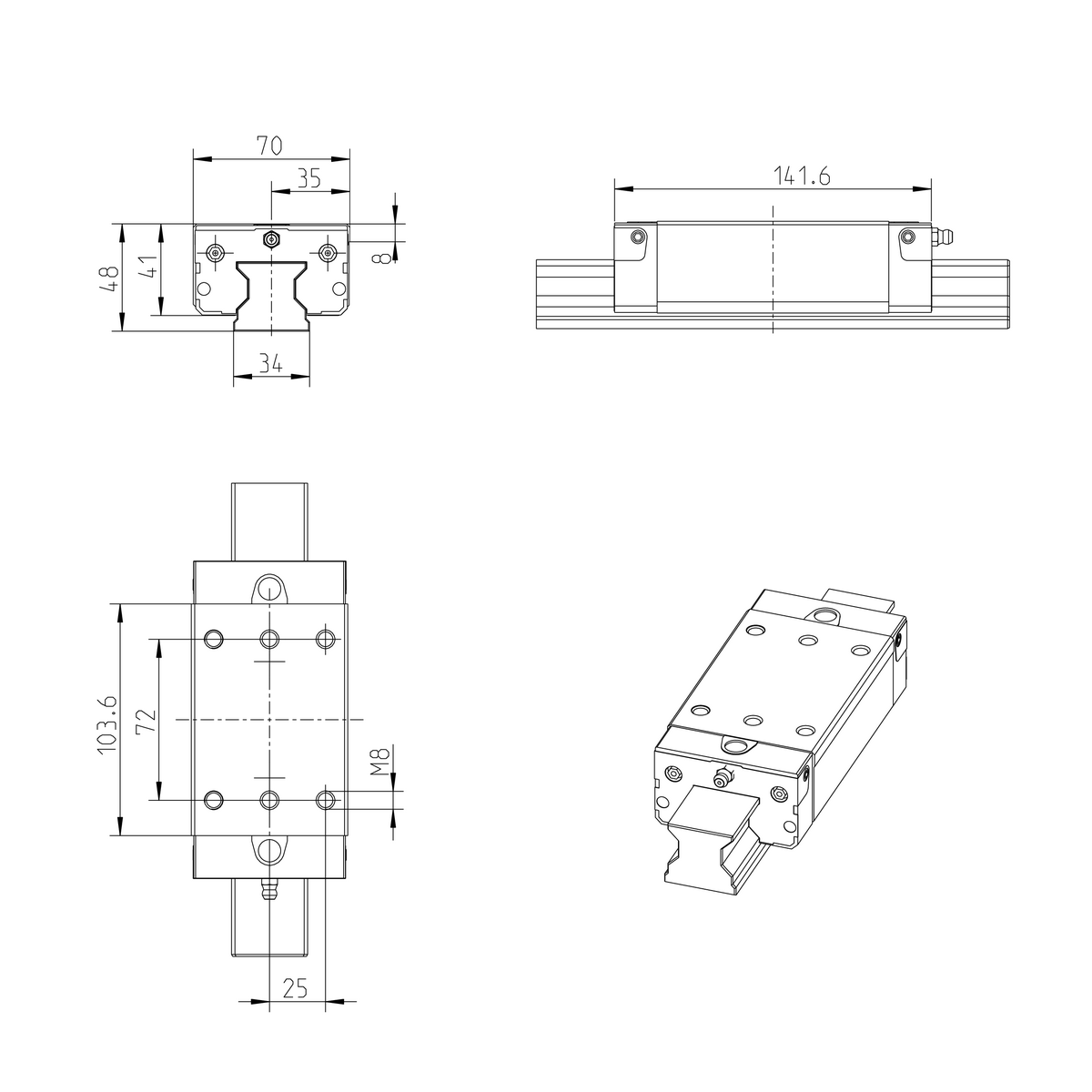 Роликовая каретка из углеродистой стали Bosch Rexroth RWD-035-SLS-C3-S-2 [R18233312X]