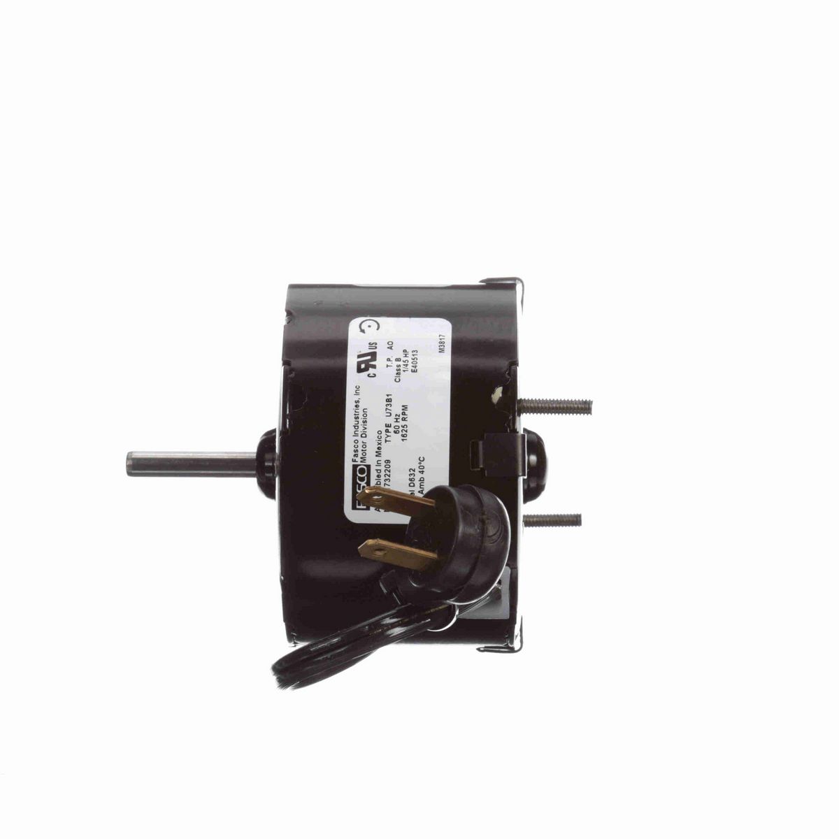 FASCO OEM Replacement Motor, 1/45 HP, 1 Ph, 60 Hz, 120 V, 1625 RPM, 1 Speed, 3.3" Diameter, OAO - D632