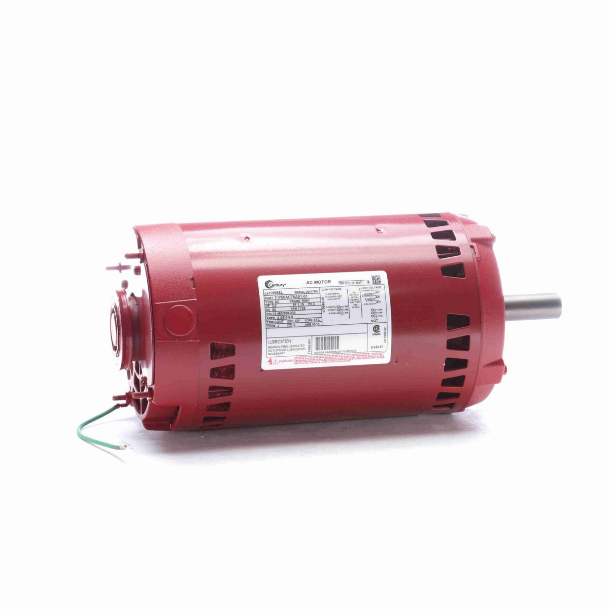 Century Circulator Pump Motor, 3.0 HP, 3 Ph, 60 Hz, 460/208-230 V, 1800 RPM, R56Y Frame, DP - H988L