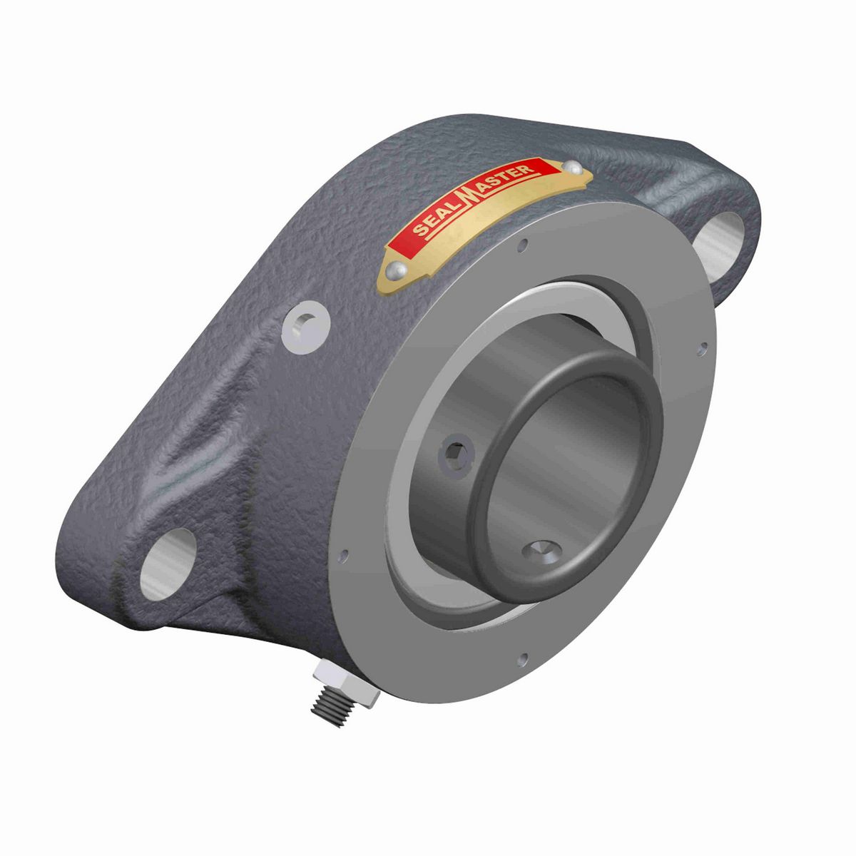 Sealmaster Mounted Cast Iron Two Bolt Flange Ball Bearing - 52100 Bearing Steel, Black Oxided - Setscrew Lock - HFT-23