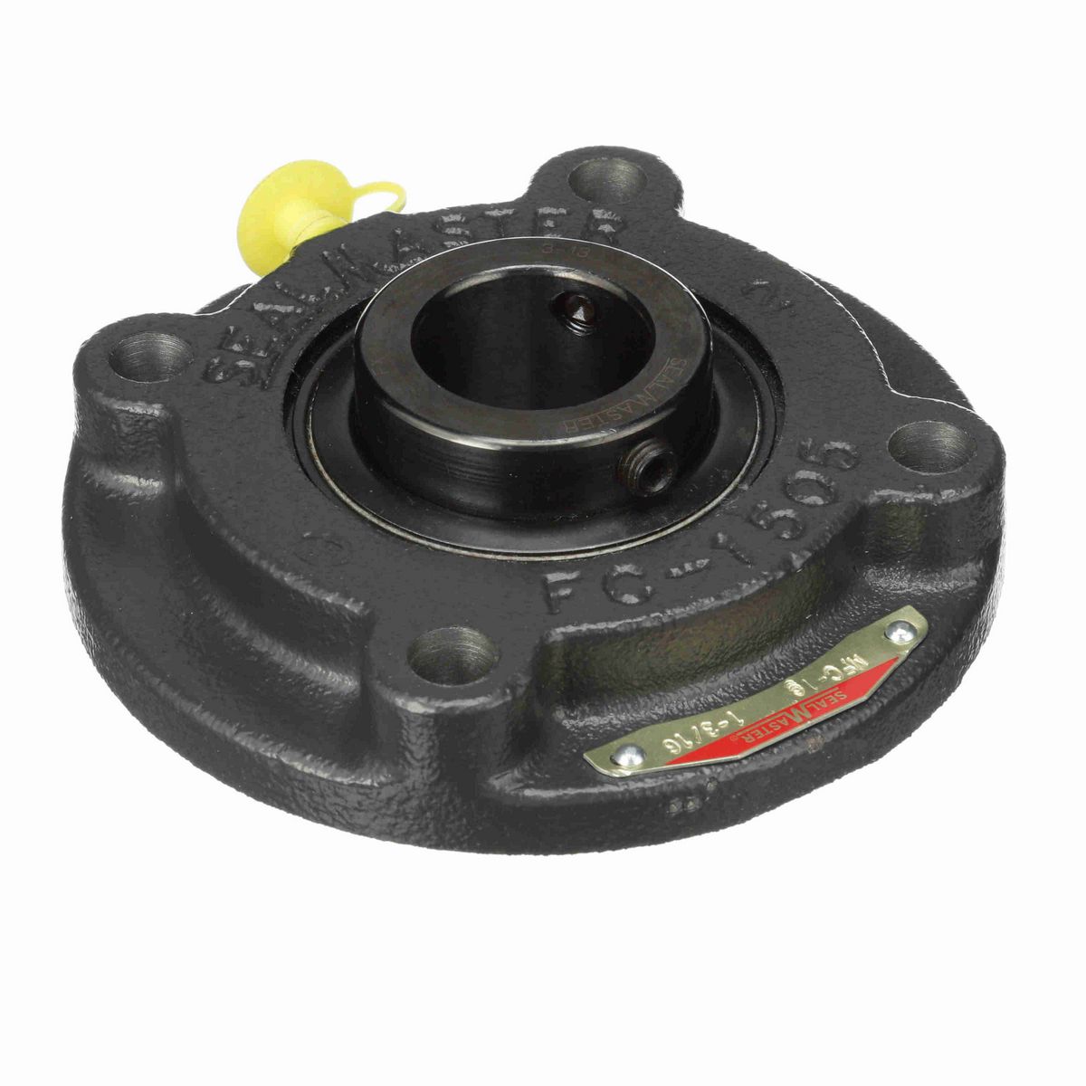 Sealmaster Mounted Cast Iron Flange Cartridge Ball Bearing - 52100 Bearing Steel, Black Oxided - Setscrew Lock - MFC-19