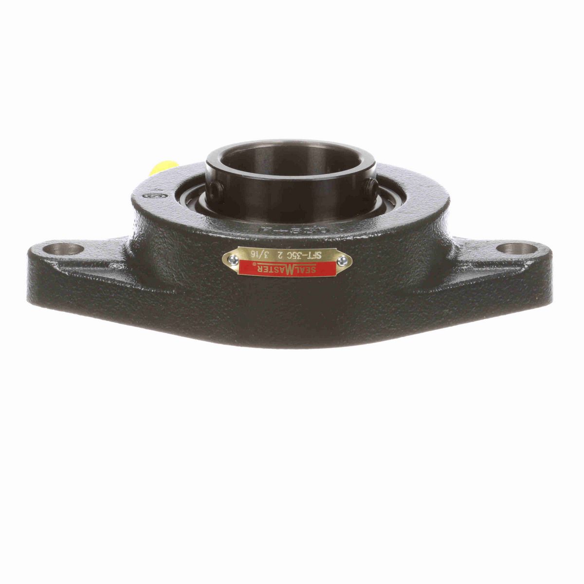 Sealmaster Mounted Cast Iron Two Bolt Flange Ball Bearing - 52100 Bearing Steel, Black Oxided - Setscrew Lock - SFT-35C