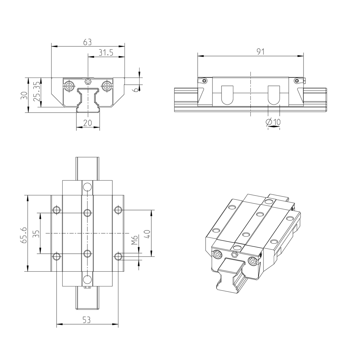 Шариковая каретка из нержавеющей стали Resist NRII Bosch Rexroth KWD-020-FLS-C0-H-0 [R200289304]